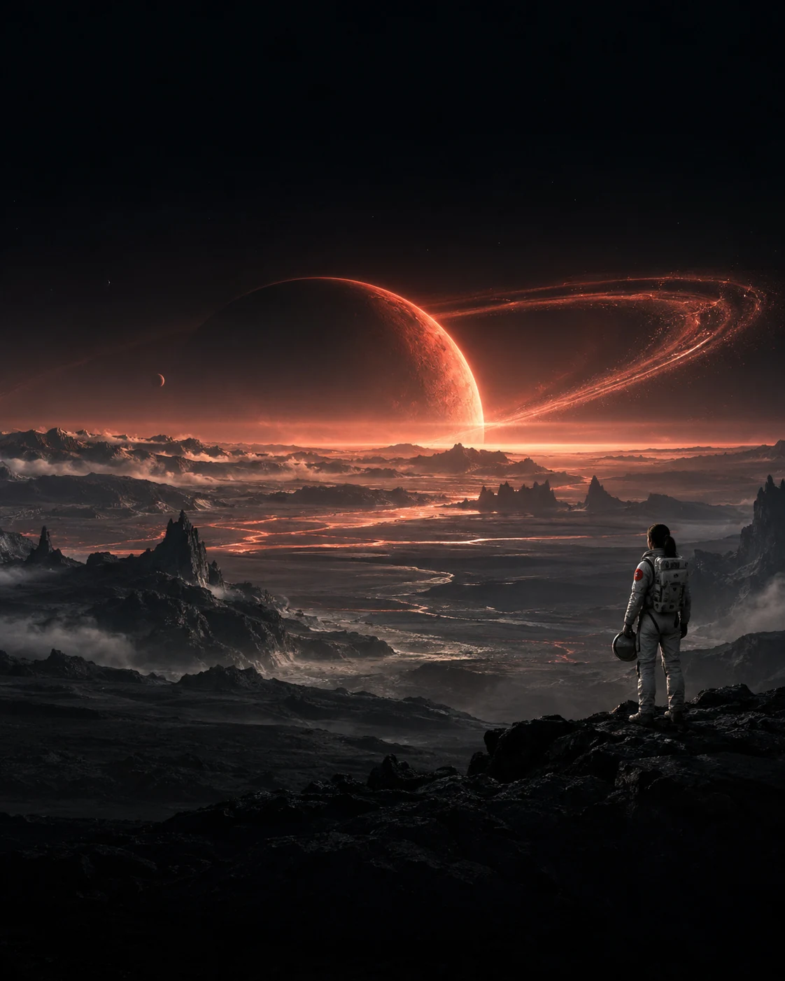 Paisagem de ficção científica com um planeta vermelho